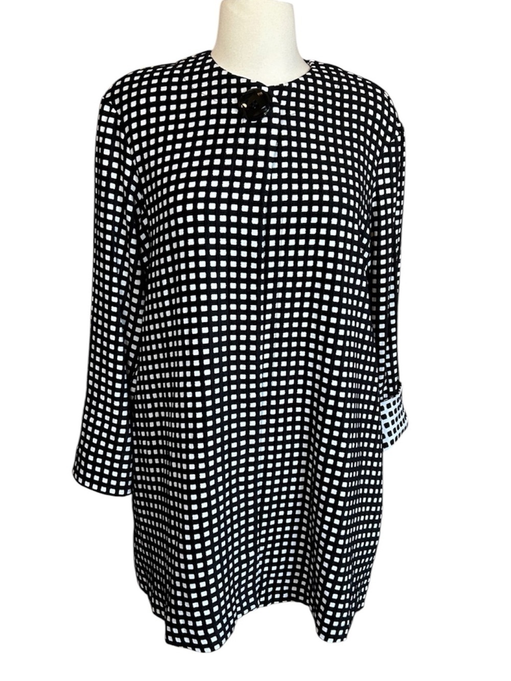 NWT Joseph Ribkoff gingham black white coat jacket relaxed oversized size 2